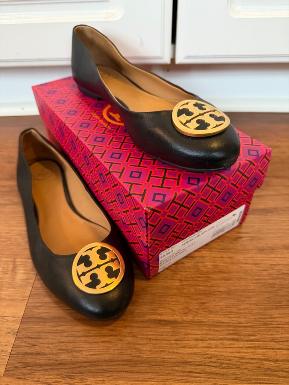 Tory Burch Black: Benton Ballet Flat - Nappa Leather